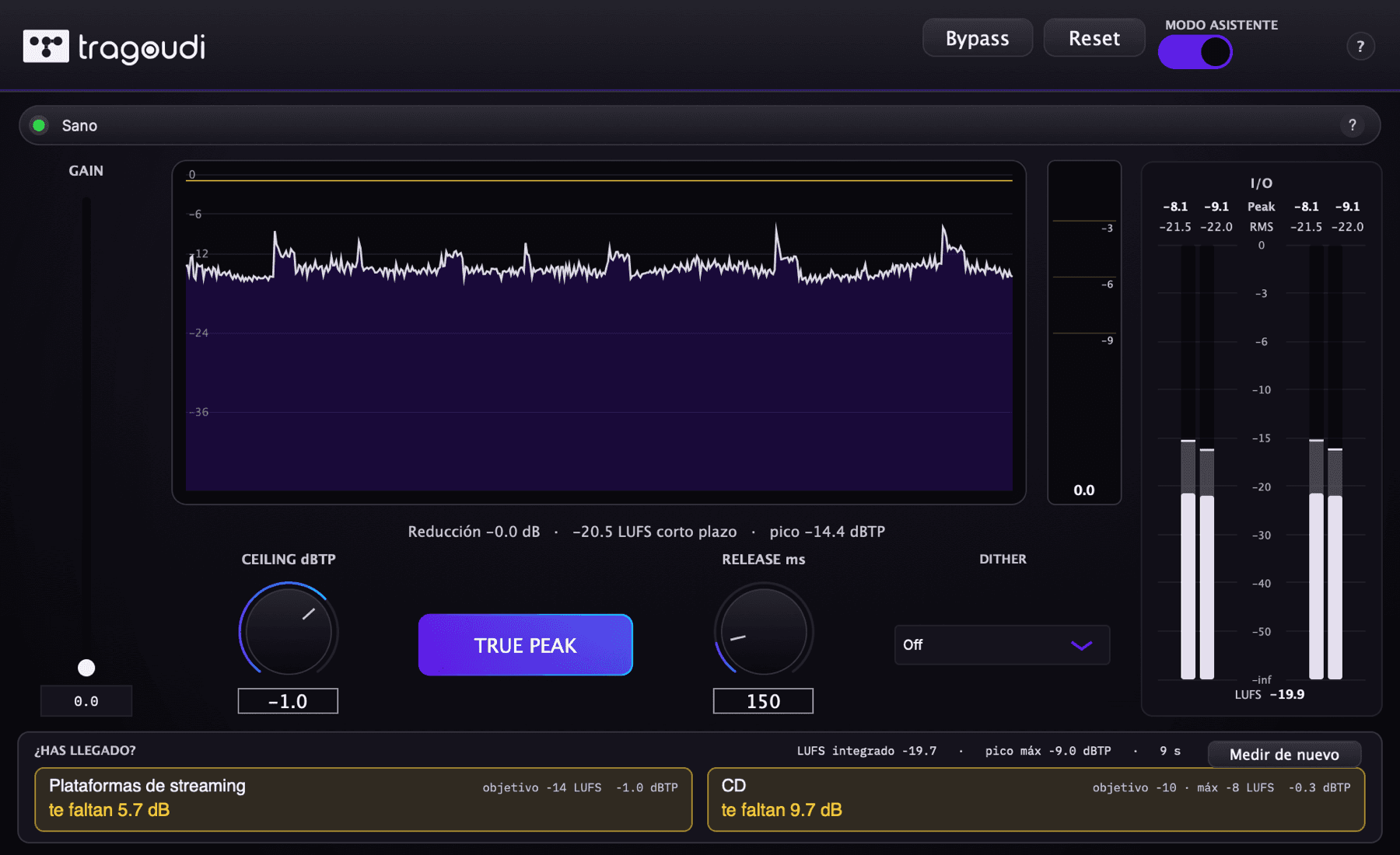 La interfaz de Tragoudi Limiter