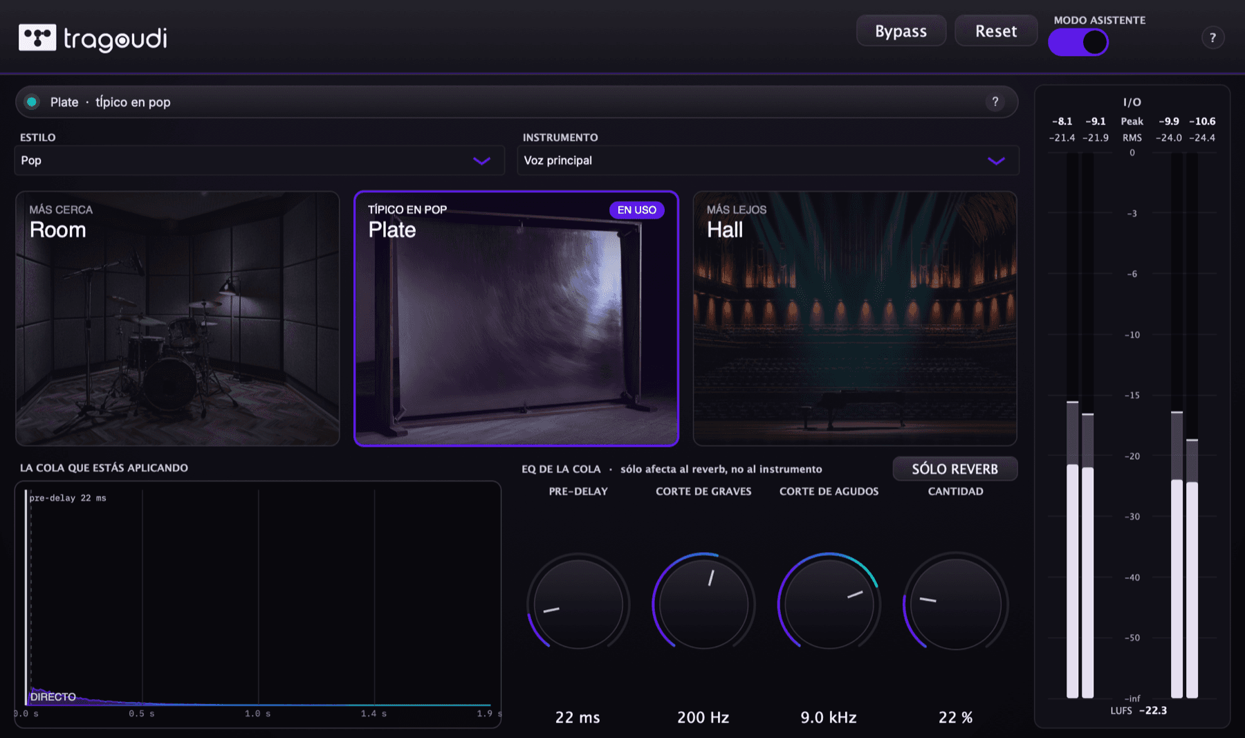 La interfaz de Tragoudi Reverb Learn