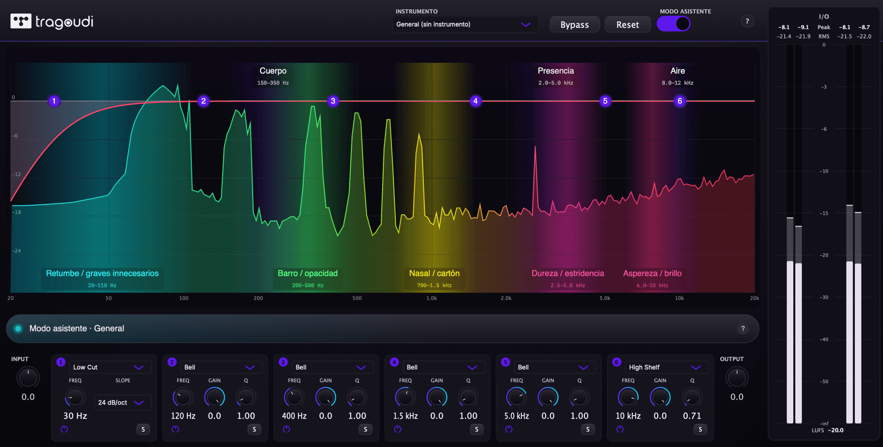 La interfaz de Tragoudi Subtractive EQ